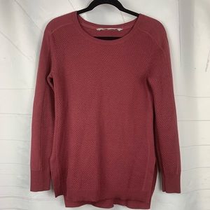 Athleta Burgundy Waffle Knit Merino Wool Sweater